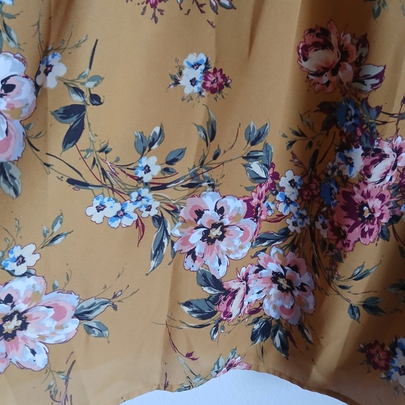 Zac & Rachel Women's Size XL Floral Keyhole Long Sleeve Yellow Multi Blouse - Picture 9 of 10